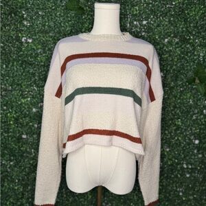 La Hearts Cream and Multicolor Striped Sweater